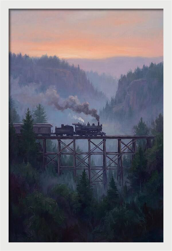 Steam Engine Crossing Trestle