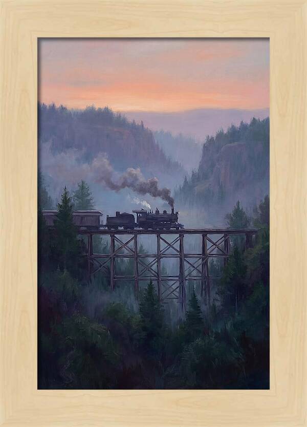 Steam Engine Crossing Trestle