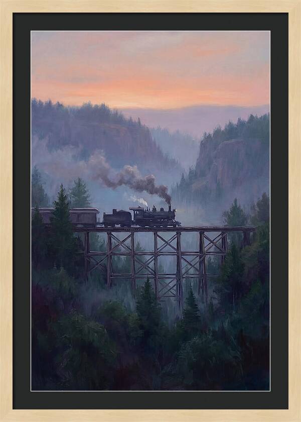 Steam Engine Crossing Trestle