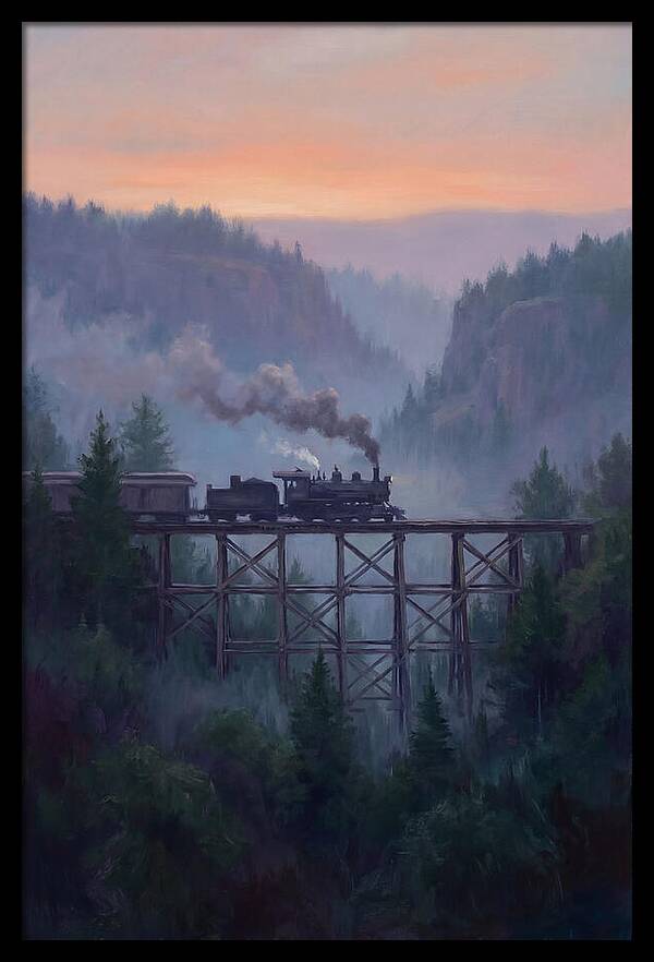 Steam Engine Crossing Trestle