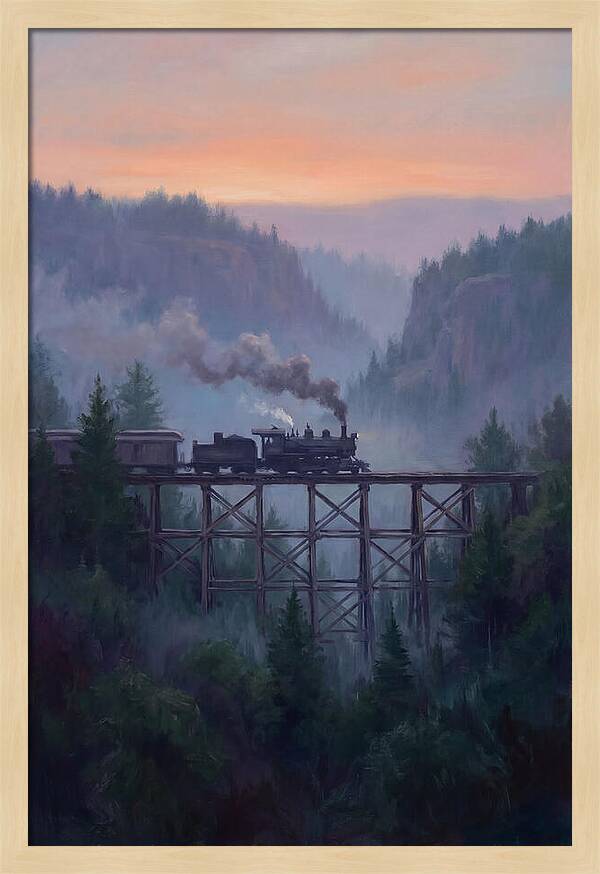 Steam Engine Crossing Trestle