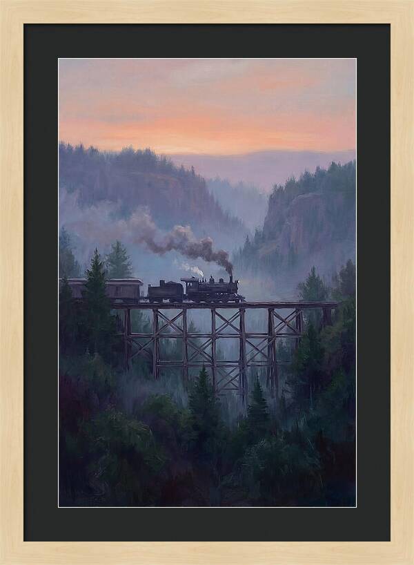 Steam Engine Crossing Trestle