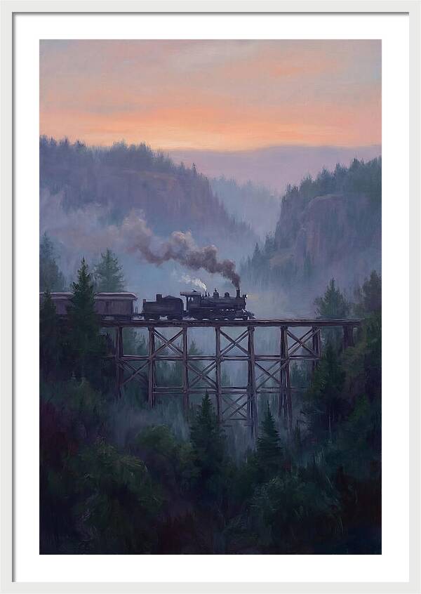 Steam Engine Crossing Trestle