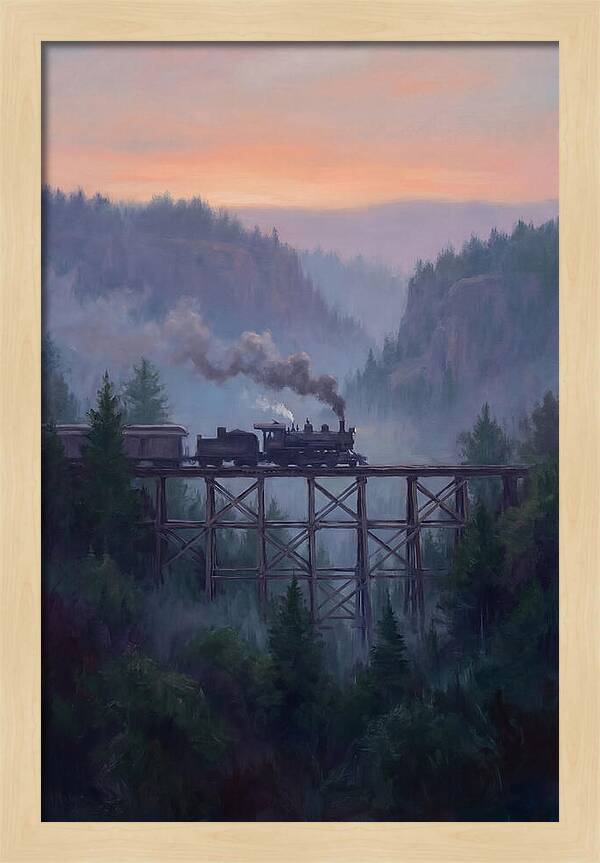 Steam Engine Crossing Trestle