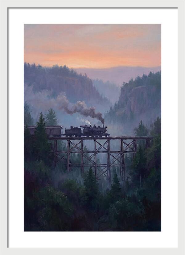 Steam Engine Crossing Trestle