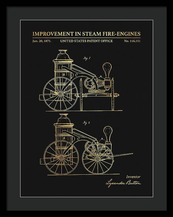 Steam Fire Engine Gold Patent Us116151