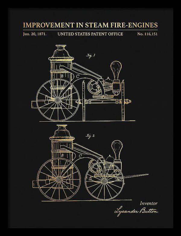 Steam Fire Engine Gold Patent Us116151