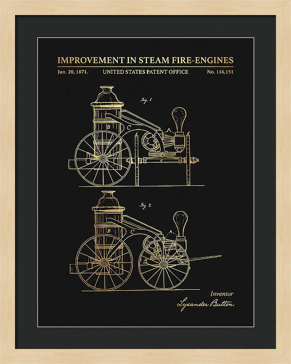 Steam Fire Engine Gold Patent Us116151