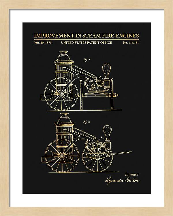 Steam Fire Engine Gold Patent Us116151