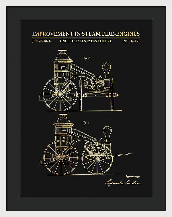 Steam Fire Engine Gold Patent Us116151