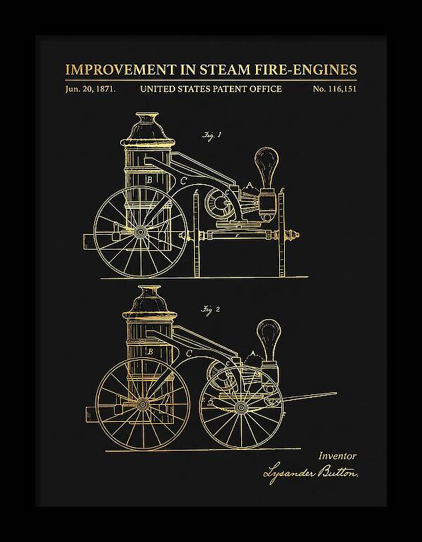 Steam Fire Engine Gold Patent Us116151