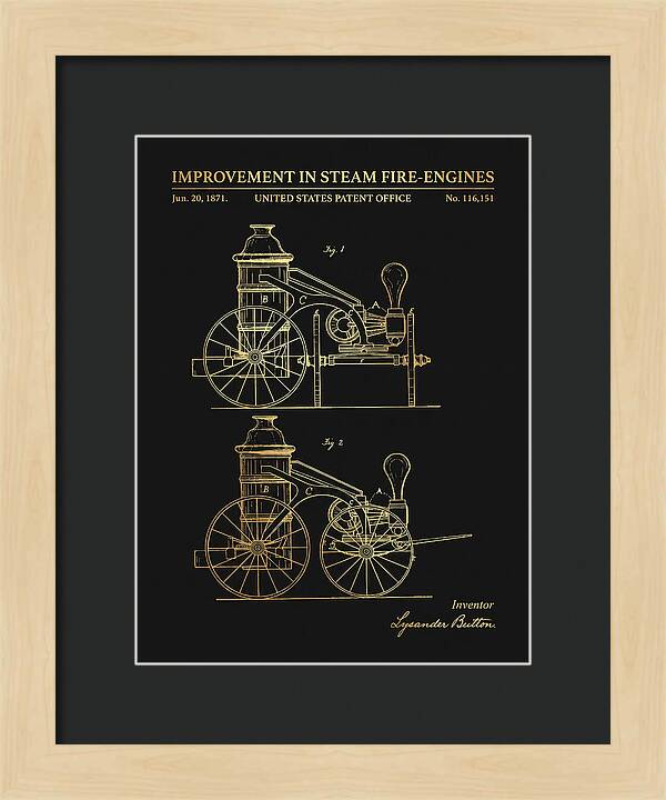 Steam Fire Engine Gold Patent Us116151