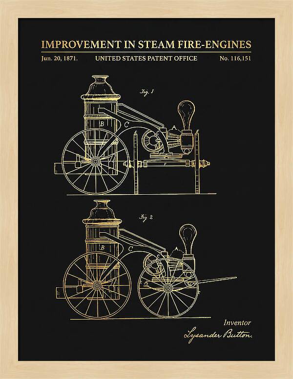Steam Fire Engine Gold Patent Us116151