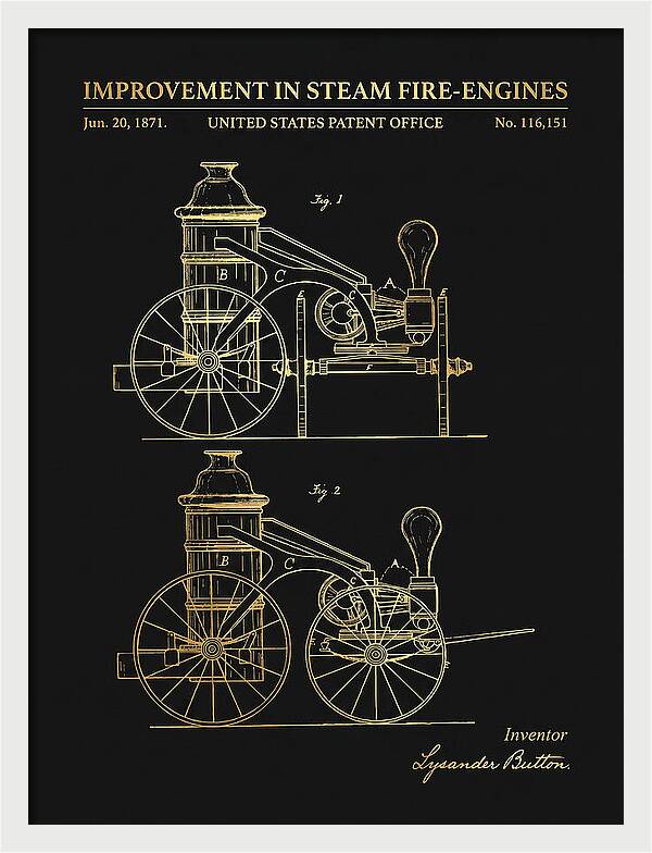Steam Fire Engine Gold Patent Us116151