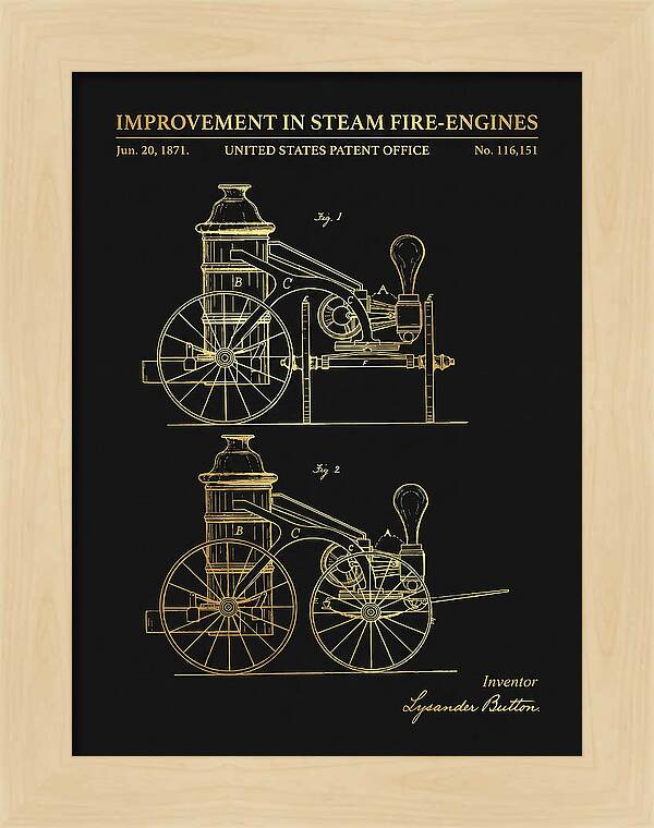Steam Fire Engine Gold Patent Us116151