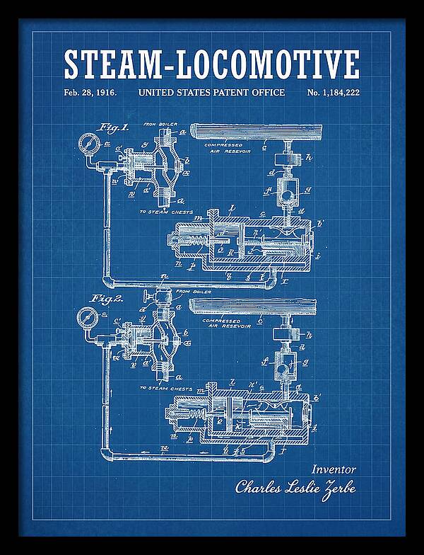 Steam Locomotive Blueprint Patent Us1184222
