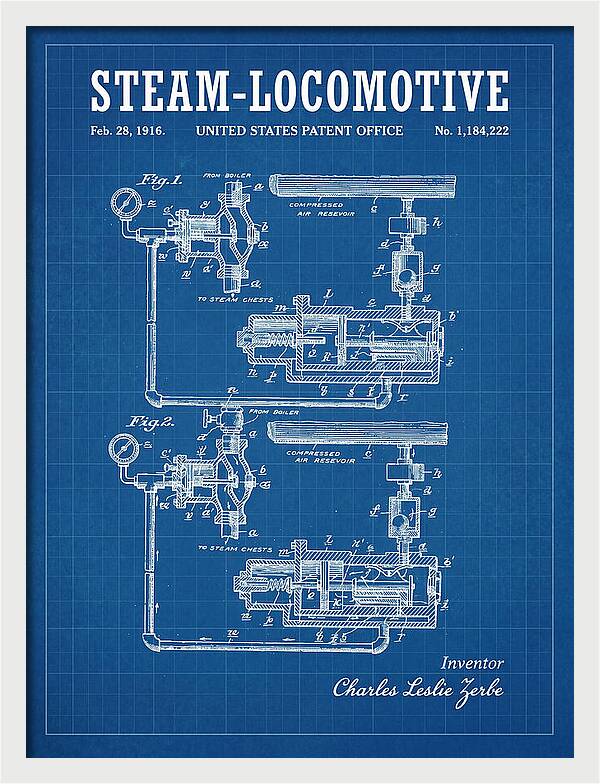 Steam Locomotive Blueprint Patent Us1184222