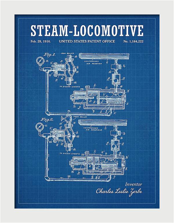 Steam Locomotive Blueprint Patent Us1184222