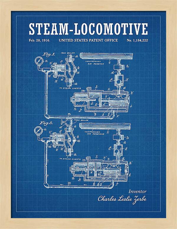 Steam Locomotive Blueprint Patent Us1184222
