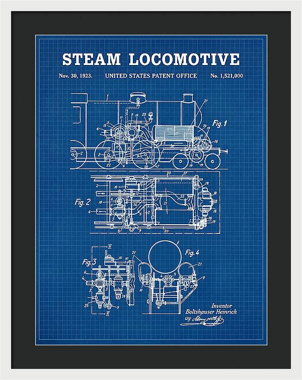 Steam Locomotive Blueprint Patent Us1521000