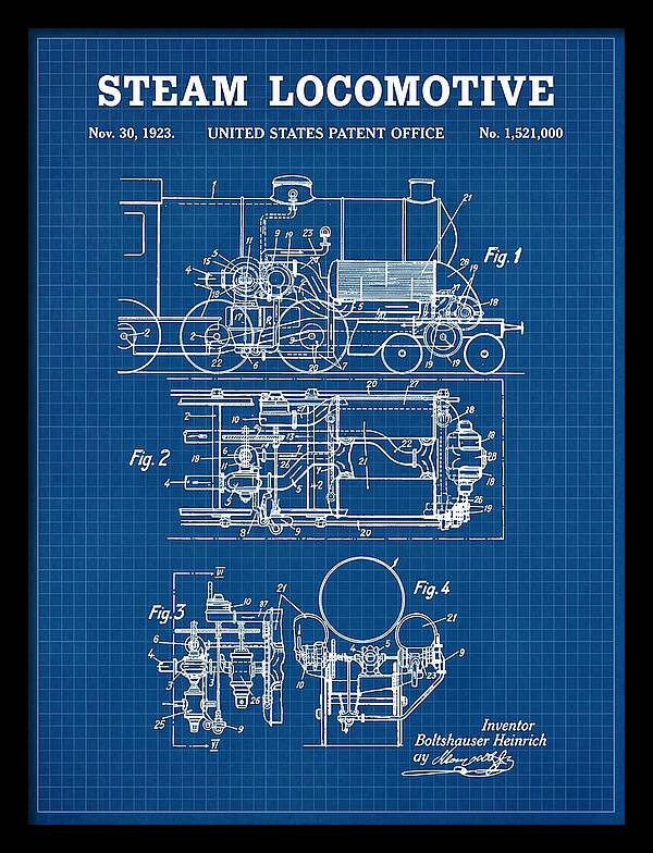 Steam Locomotive Blueprint Patent Us1521000