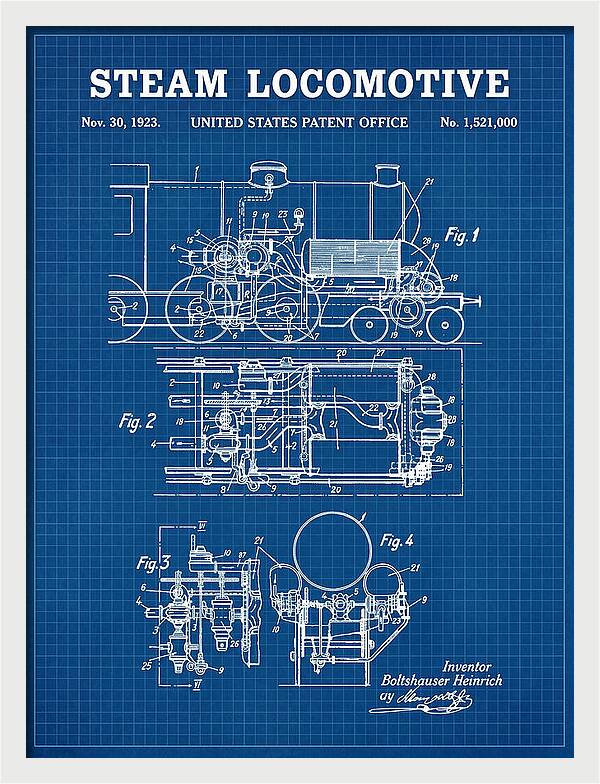 Steam Locomotive Blueprint Patent Us1521000
