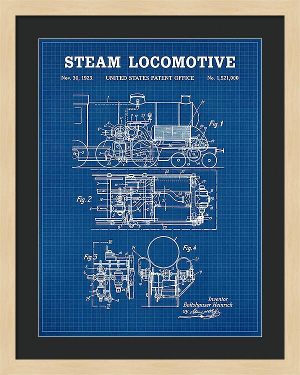 Steam Locomotive Blueprint Patent Us1521000