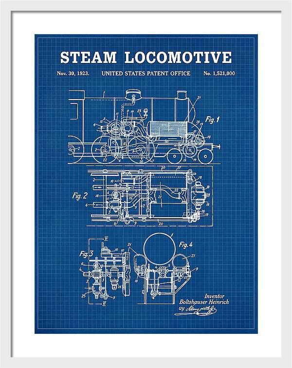 Steam Locomotive Blueprint Patent Us1521000