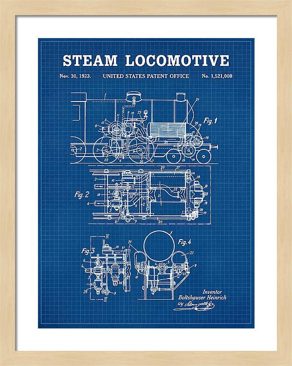 Steam Locomotive Blueprint Patent Us1521000