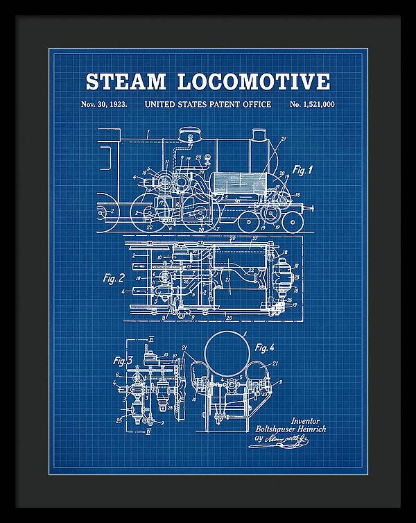Steam Locomotive Blueprint Patent Us1521000