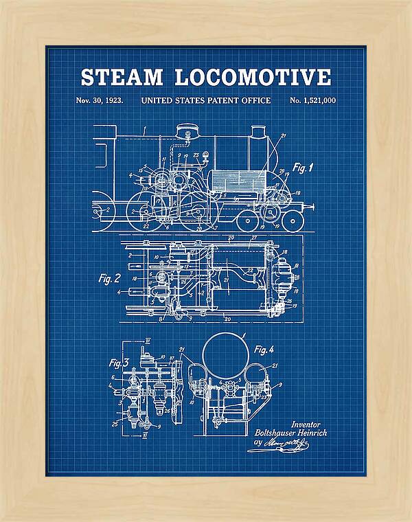 Steam Locomotive Blueprint Patent Us1521000
