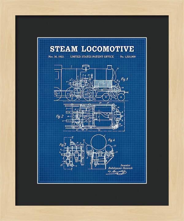 Steam Locomotive Blueprint Patent Us1521000