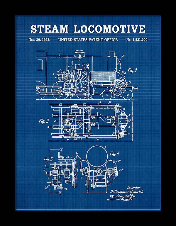 Steam Locomotive Blueprint Patent Us1521000