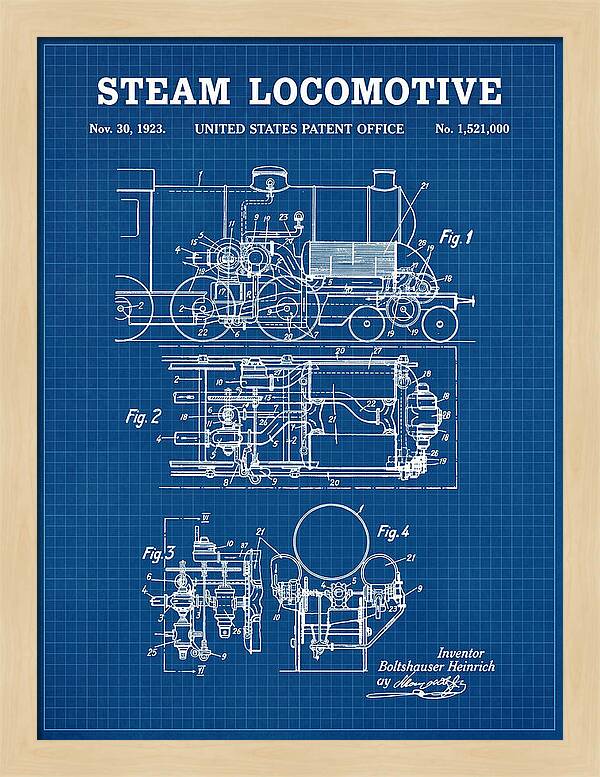 Steam Locomotive Blueprint Patent Us1521000