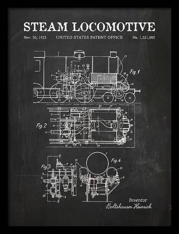 Steam Locomotive Chalkboard Patent Us1521000