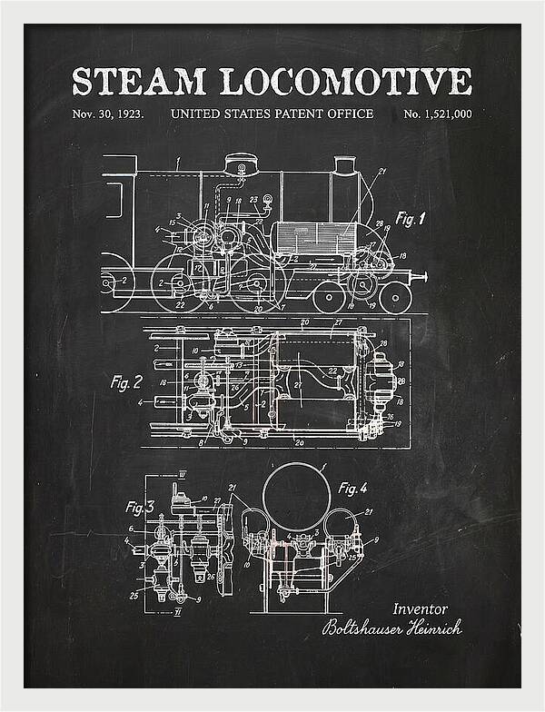 Steam Locomotive Chalkboard Patent Us1521000