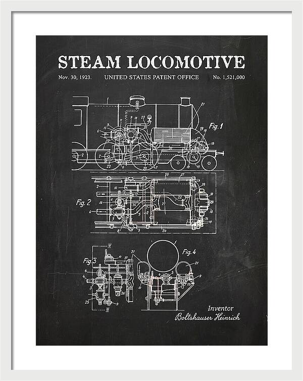 Steam Locomotive Chalkboard Patent Us1521000