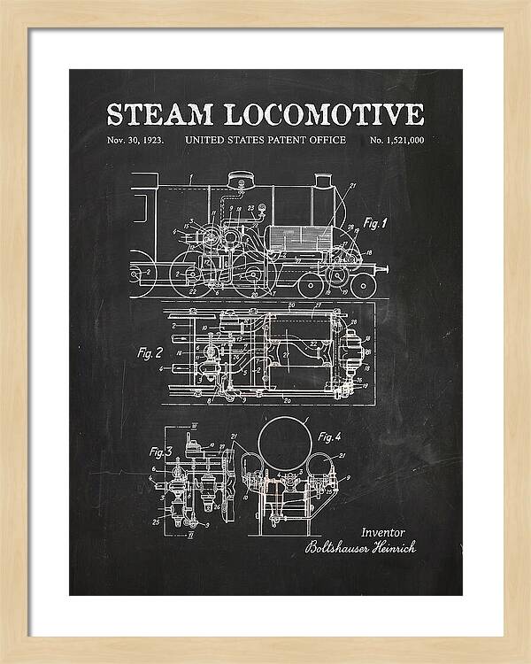 Steam Locomotive Chalkboard Patent Us1521000