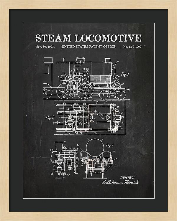 Steam Locomotive Chalkboard Patent Us1521000