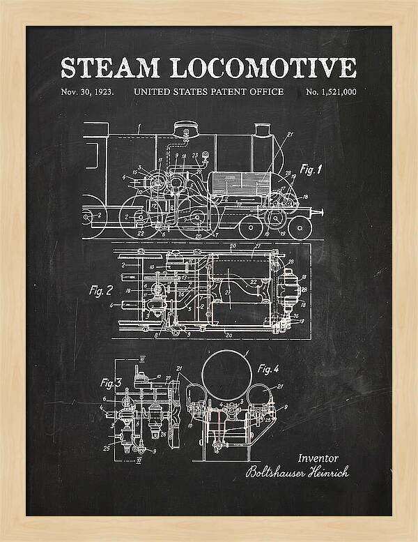 Steam Locomotive Chalkboard Patent Us1521000