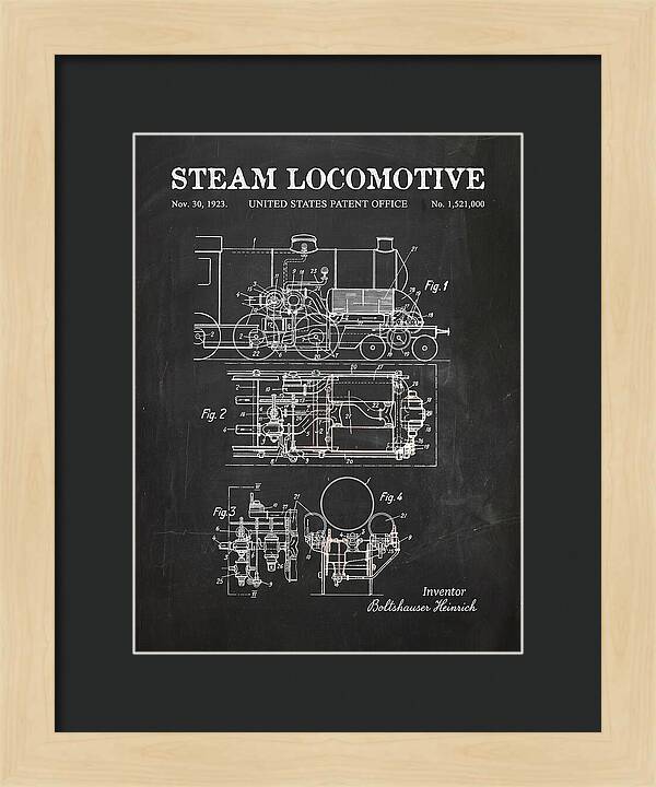 Steam Locomotive Chalkboard Patent Us1521000