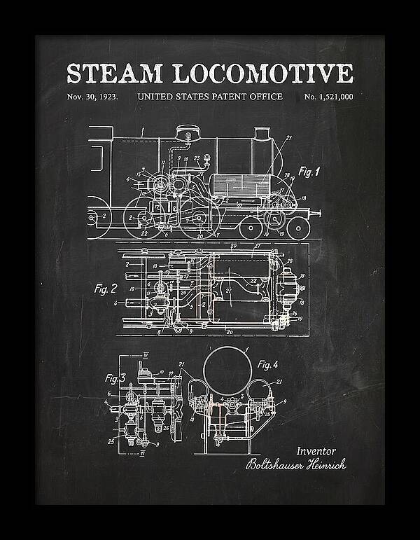 Steam Locomotive Chalkboard Patent Us1521000
