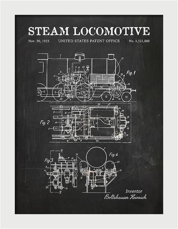 Steam Locomotive Chalkboard Patent Us1521000