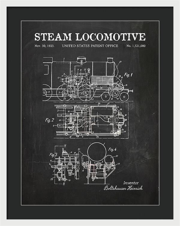 Steam Locomotive Chalkboard Patent Us1521000