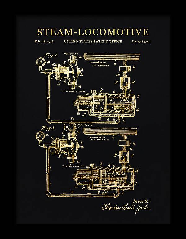 Steam Locomotive Gold Patent Us1184222