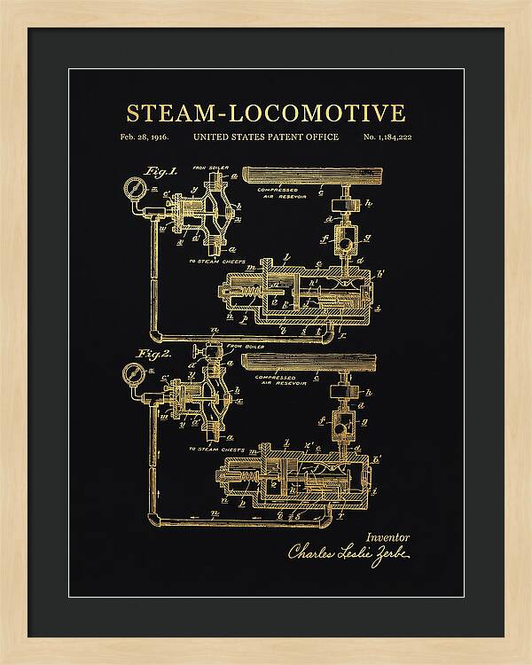 Steam Locomotive Gold Patent Us1184222