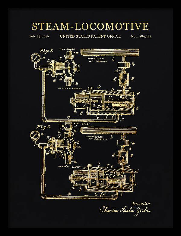 Steam Locomotive Gold Patent Us1184222
