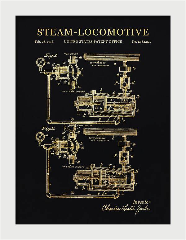 Steam Locomotive Gold Patent Us1184222