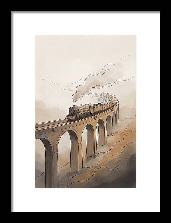 Steam Locomotive Over Viaduct