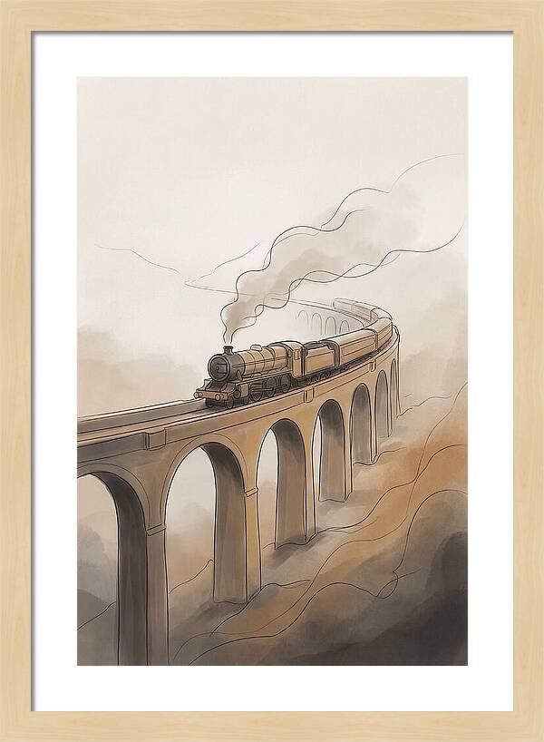 Steam Locomotive Over Viaduct